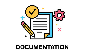 Poster - Modern vector illustration of documentation tools and elements for organization and planning purposes