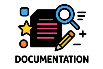 Poster - Modern vector illustration showcasing documentation tools with a focus on creativity and organization in a digital workspace