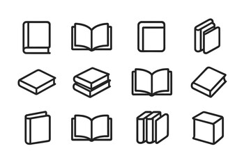 Poster - Modern vector illustration featuring various book designs in minimalistic style with clean lines and different orientations