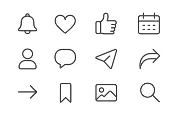 Poster - This vibrant vector illustration showcases a collection of social media and communication icons designed with clean lines