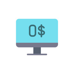 Poster - Digital screen displaying zero dollar financial balance with transparent background