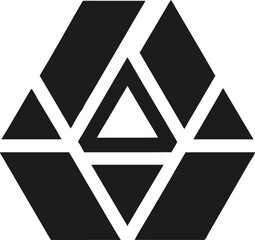 Aufkleber - Simple geometric triangle logo design with centered symmetry in black