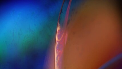 Poster - Yellow reflections of liquid in macro, liquid surface, bubbles in macro, connection of bubbles in macro, cell from liquid, two sides, glossy surface panels
