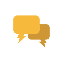 Poster - Golden communication bubbles with dynamic lightning bolts, message exchange concept