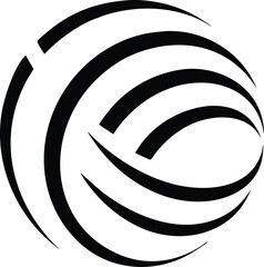 Poster - Modern minimalist globe logo design featuring three curved lines silhouette