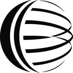 Poster - Modern minimalist globe logo design depicting three curved lines illustration