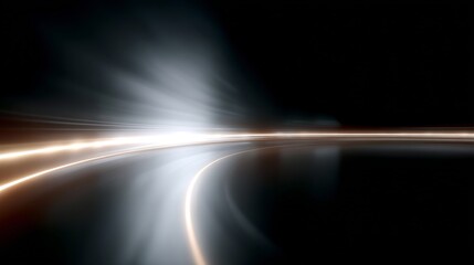 Aufkleber - A captivating light trail curves through a dark background. It represents motion and speed, echoing a sense of energy. This dynamic image is perfect for abstract designs or technology themes. AI