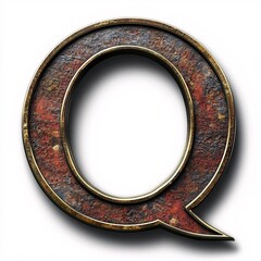 Aufkleber - Metallic letter q with rust and golden border creating a vintage or industrial style