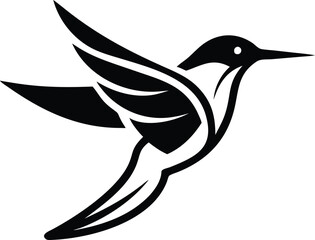Poster - Minimalist bird silhouette in flight symbol for logo design and branding