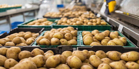 Poster - View of potato processing at a food facility Generative AI