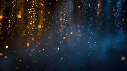 Poster - Abstract background featuring shimmering gold and blue bokeh lights with a soft focus effect creating a dreamy and enchanting atmosphere