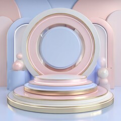 Poster - the image includes a neon circle and platform with a smoke and stripes background