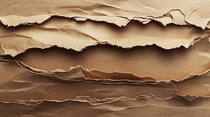 Poster - Layers of torn brown paper forming an abstract textured pattern