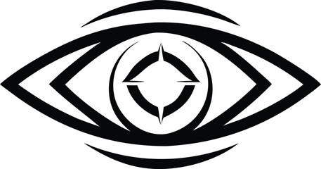 Poster - Minimalist eye logo with sharp lines and a small pupil vector design