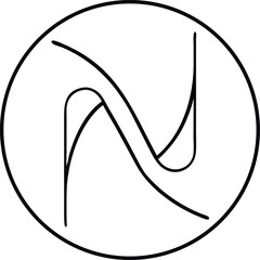 Poster - Minimalist black logo design featuring abstract letter n and circle elements