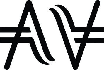 Poster - Flat minimalist monogram logo design featuring letters a and v in modern style