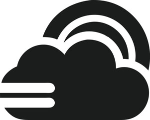 Poster - Simple cloud and rainbow logo design vector silhouette with minimalist lines