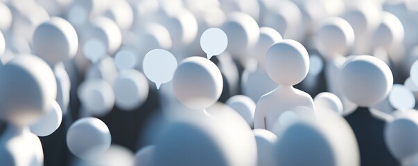 Poster - 3d rendered illustration of a large group of people with speech bubbles, symbolizing communication and social media