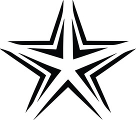 Poster - Clean star logo design silhouette with five thin symmetrical strokes