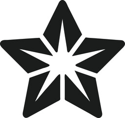 Poster - Minimalist black star logo design with five thin symmetrical strokes