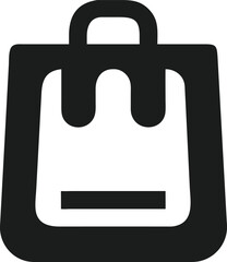 Poster - Minimalist black shopping bag icon logo design on transparent background