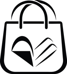 Poster - Minimalist shopping bag icon logo design in clean flat style