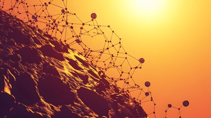 Poster - Abstract digital network design on a rocky surface.