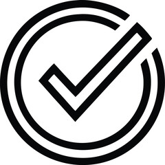 Poster - Clean checkmark logo design inside a circle thin outline on white