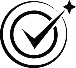 Poster - Clean checkmark logo inside a circle thin outline design for branding