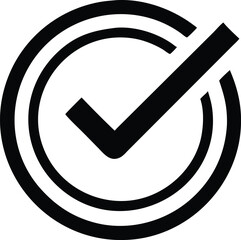 Poster - Clean checkmark logo inside a circle thin outline vector design