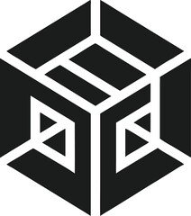 Aufkleber - Abstract cube logo design with sharp geometric lines and symmetry