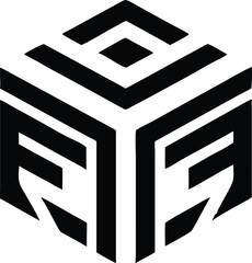 Poster - Abstract cube logo design with sharp lines and symmetrical composition
