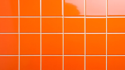 Poster - Close-up of vibrant orange square tiles, creating a modern and striking textured background with bright grout lines. Minimalist and eye-catching design.