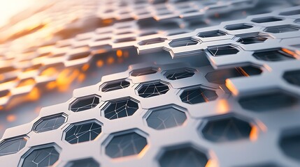 Poster - Abstract hexagonal grid pattern with light effects.
