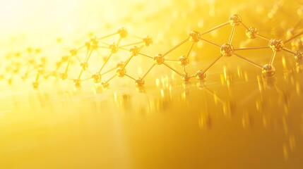 Poster - Abstract golden network design with bright illumination.