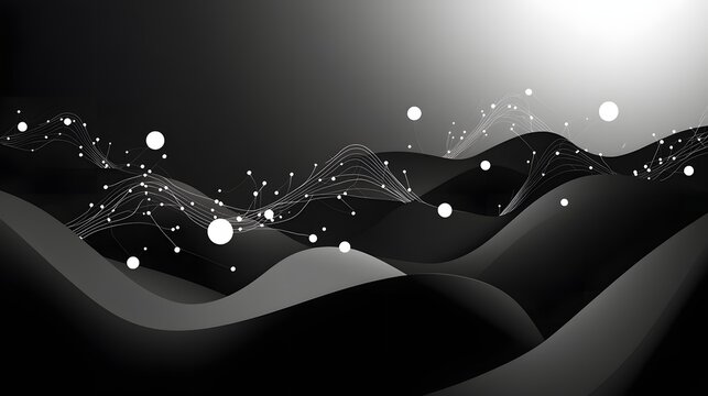 Abstract digital design with flowing shapes and light elements.