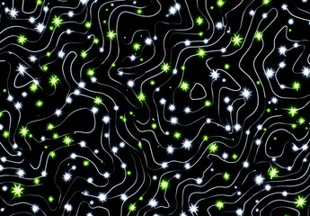 Poster - A Modern Dark Illustration showcases an Abstract Futuristic Galaxy Background filled with Stars and Lines
