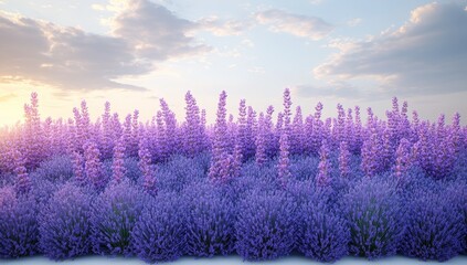 Wall Mural - Vibrant Purple Lavender Field at Sunset, Scenic Nature Landscape