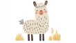 © SlashStd - Cute llama illustration, meadow background, kids' book
