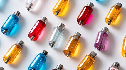 Poster - Colorful Bottles on White Background