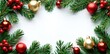 © surasak - Elegant arrangement of pine, red berries, and gold ornaments, creating a charming Christmas frame , image, holiday