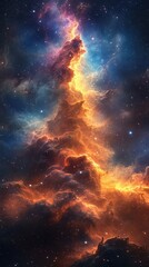 Wall Mural - vibrant cosmic nebula illuminated by swirling colors of gas and stars in deep space