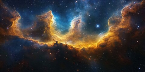 Wall Mural - vibrant cosmic clouds illuminated by distant stars in a stunning celestial display