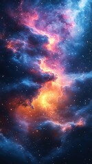 Wall Mural - celestial clouds swirl in vibrant colors under the cosmic expanse at night