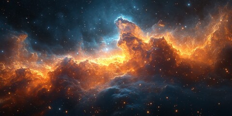 Wall Mural - stunning cosmic landscape revealing vibrant clouds and stars in a breathtaking nebula