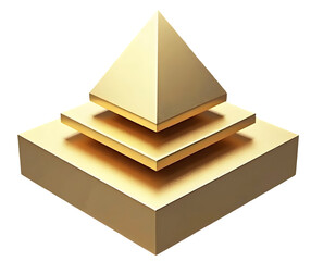 Poster - Golden pyramid stack with layered square base, shiny metallic surface, and geometric design