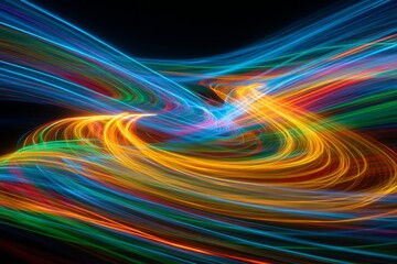 Aufkleber - Swirling neon lights create vibrant trails in a mesmerizing abstract display of motion at night