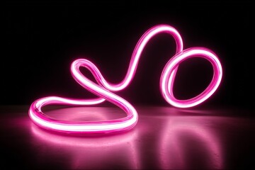 Aufkleber - Artistic display of pink neon light forming unique shapes against a dark background
