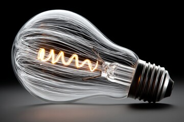 Aufkleber - Vintage light bulb with glowing filament illuminating dark space