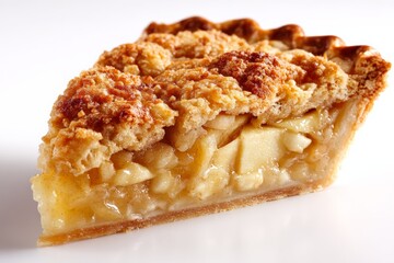 Poster - Delicious slice of homemade apple pie with crumb topping served on a clean white plate